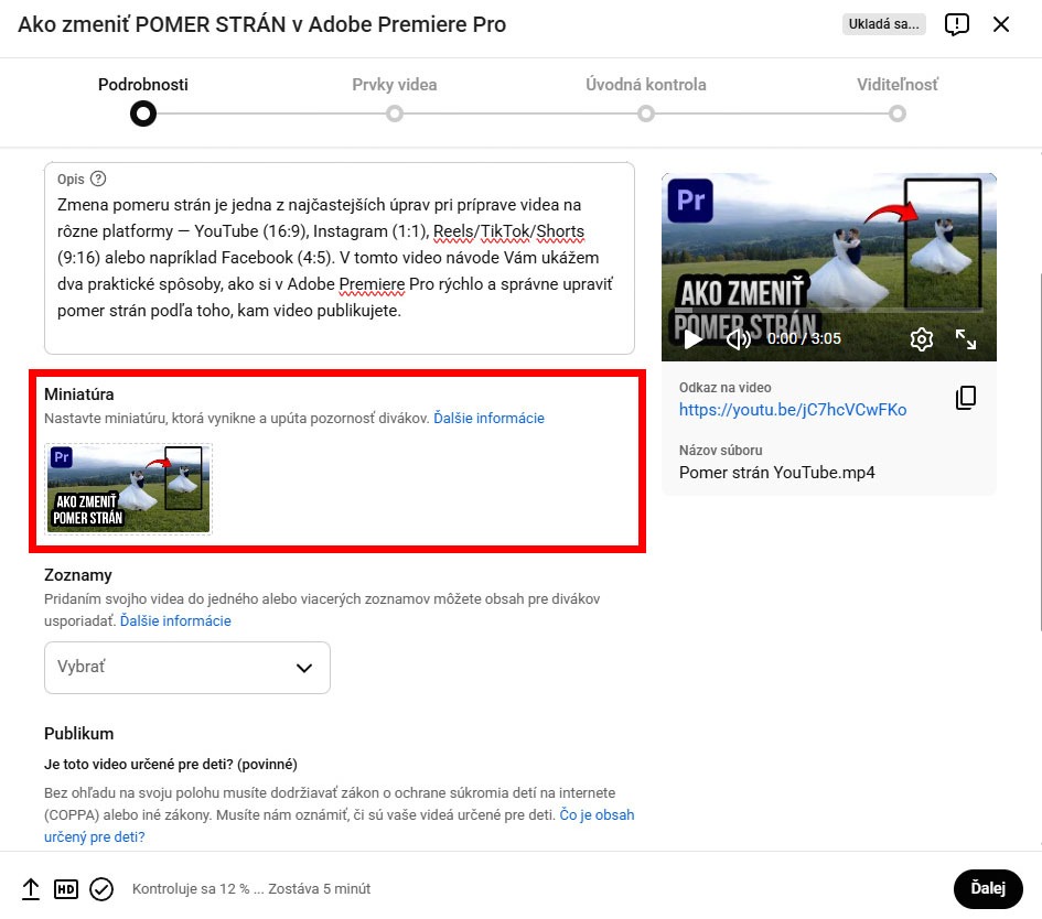 Nastavenie miniatúry